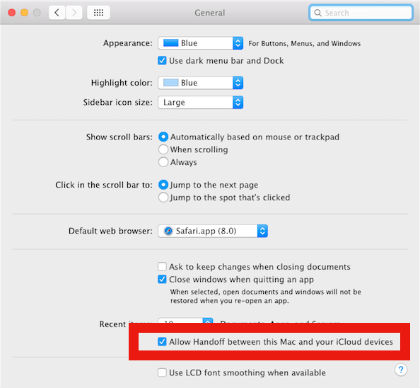 Cho phép Handoff giữa máy Mac và các thiết bị iCloud của bạn