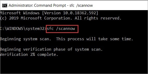 Command Prompt Mở và sau đó nhập lệnh SFC-Scannow và một lần nữa nhấn Enter